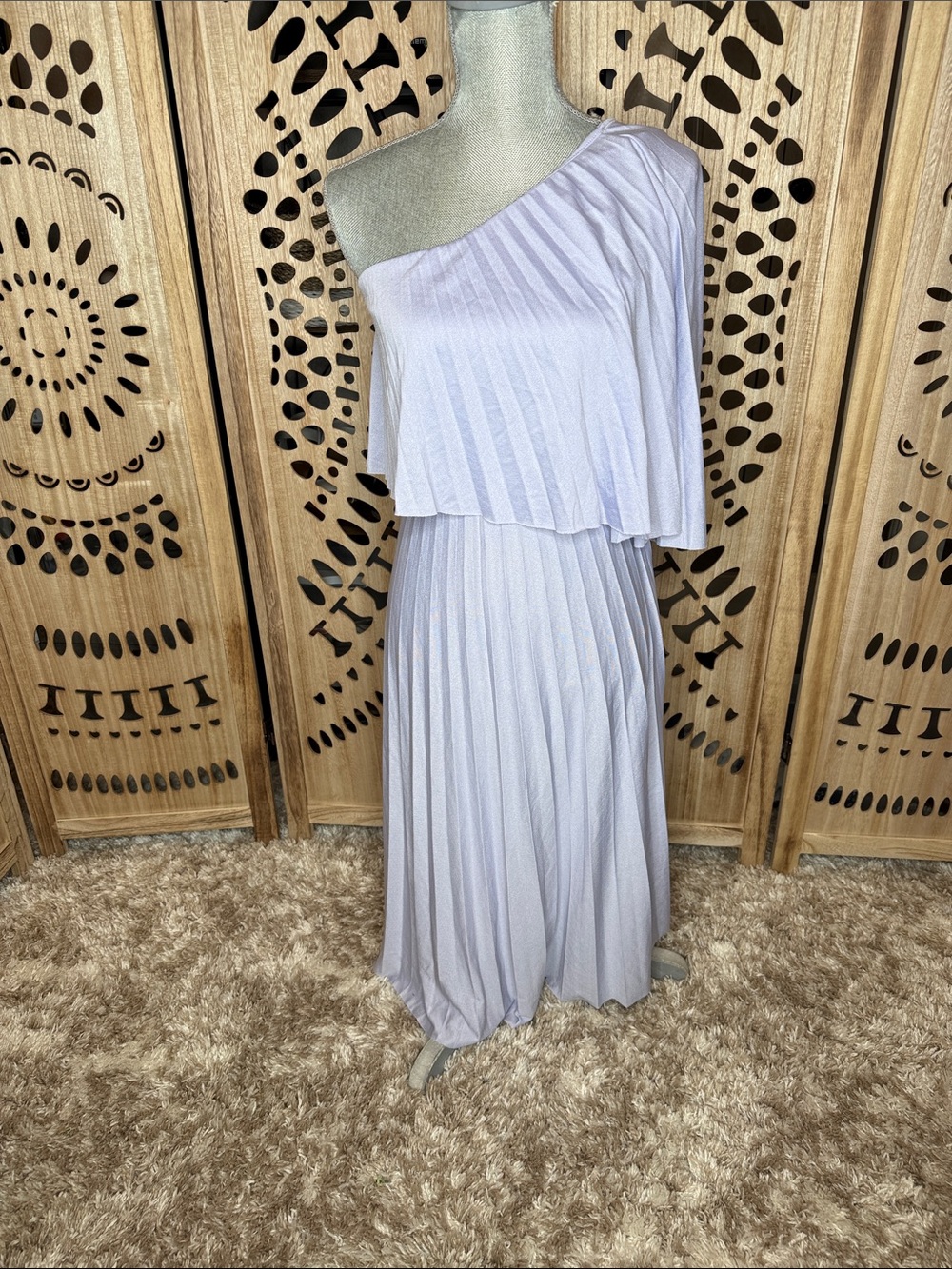 ASOS One-Shoulder Pleated Lavender Midi Dress